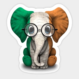 Baby Elephant with Glasses and Irish Flag Sticker